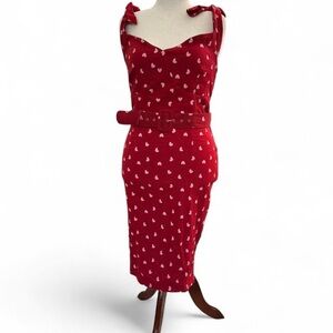 Unique Vintage Heart Print Wiggle Dress